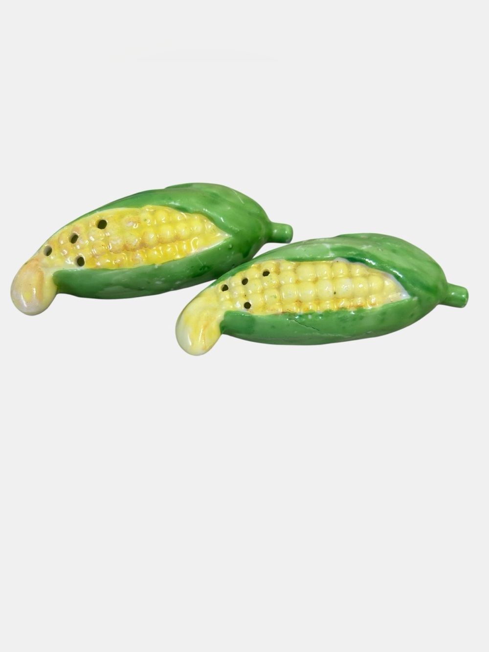 Vintage Ceramic Corn on the Cob Salt & Pepper Shakers Japan